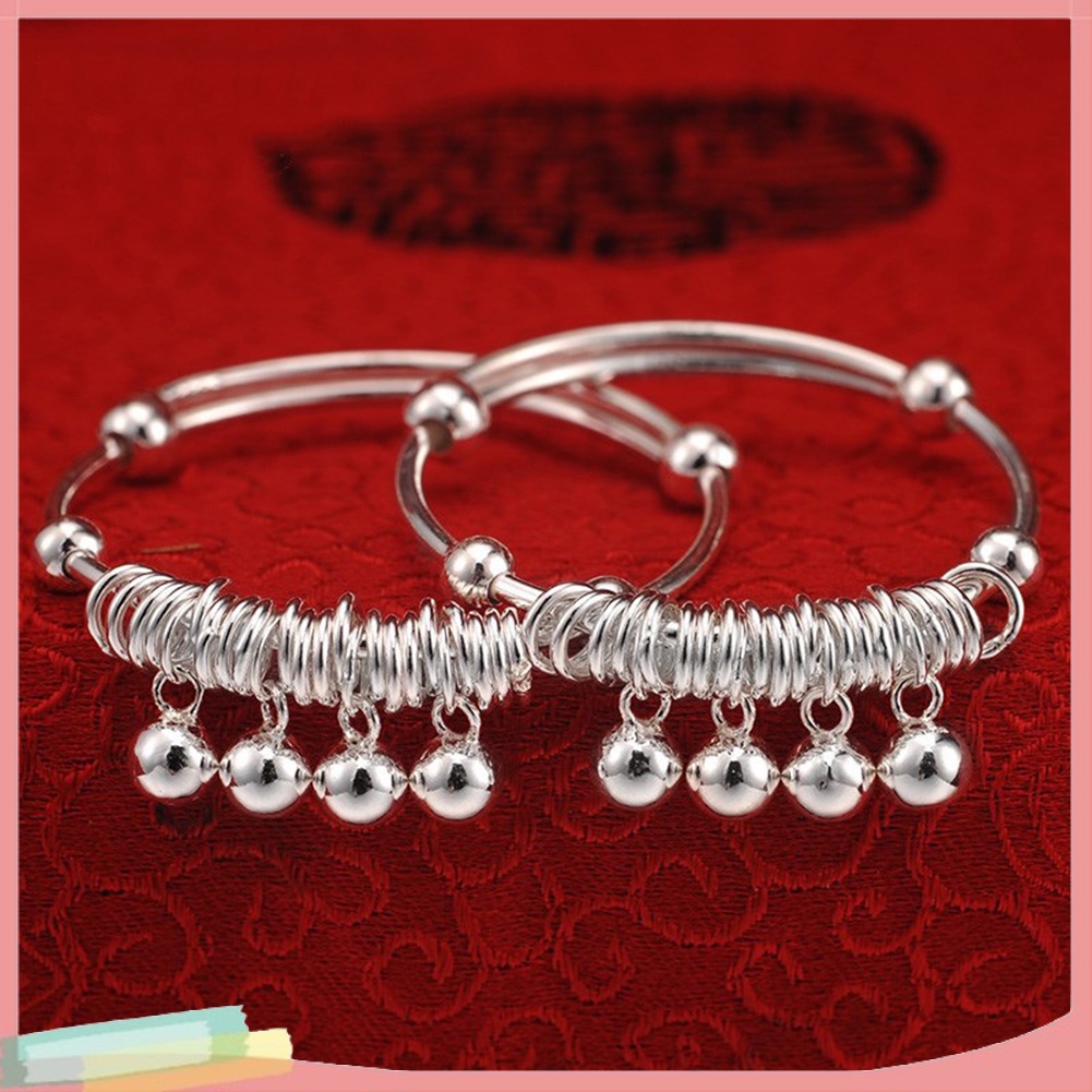 Lắc chân mạ bạc đính chuông xinh xắn cho bé