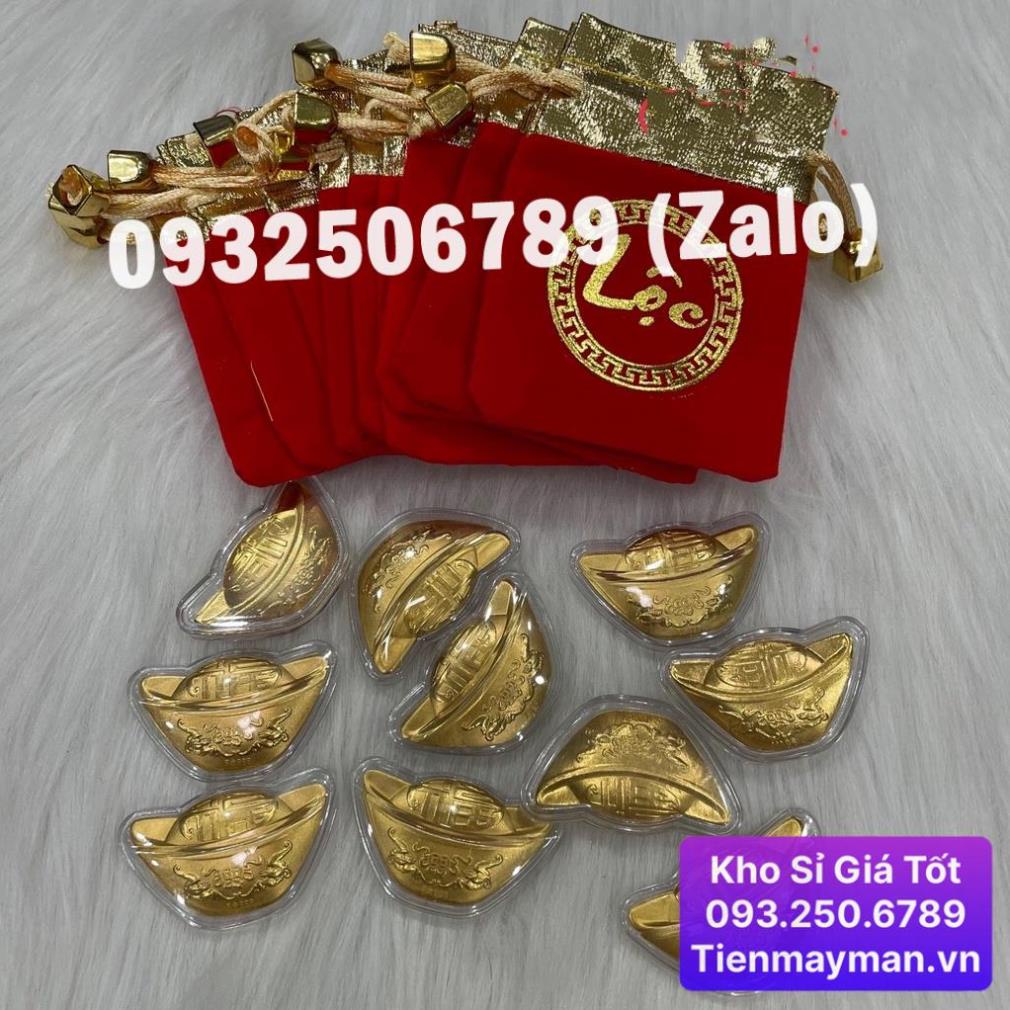 ⭐HÓT⭐ Combo 10 Thỏi Vàng Phong Thuỷ Kèm Túi Gấm, Dùng Để Lì Xì, Phát Lộc Ý Nghĩa