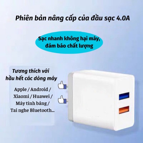 Củ Sạc Điện Thoại Cổng USB Củ Sạc Nhanh Nhiều Đầu Tiết Kiện Điện Moda.H