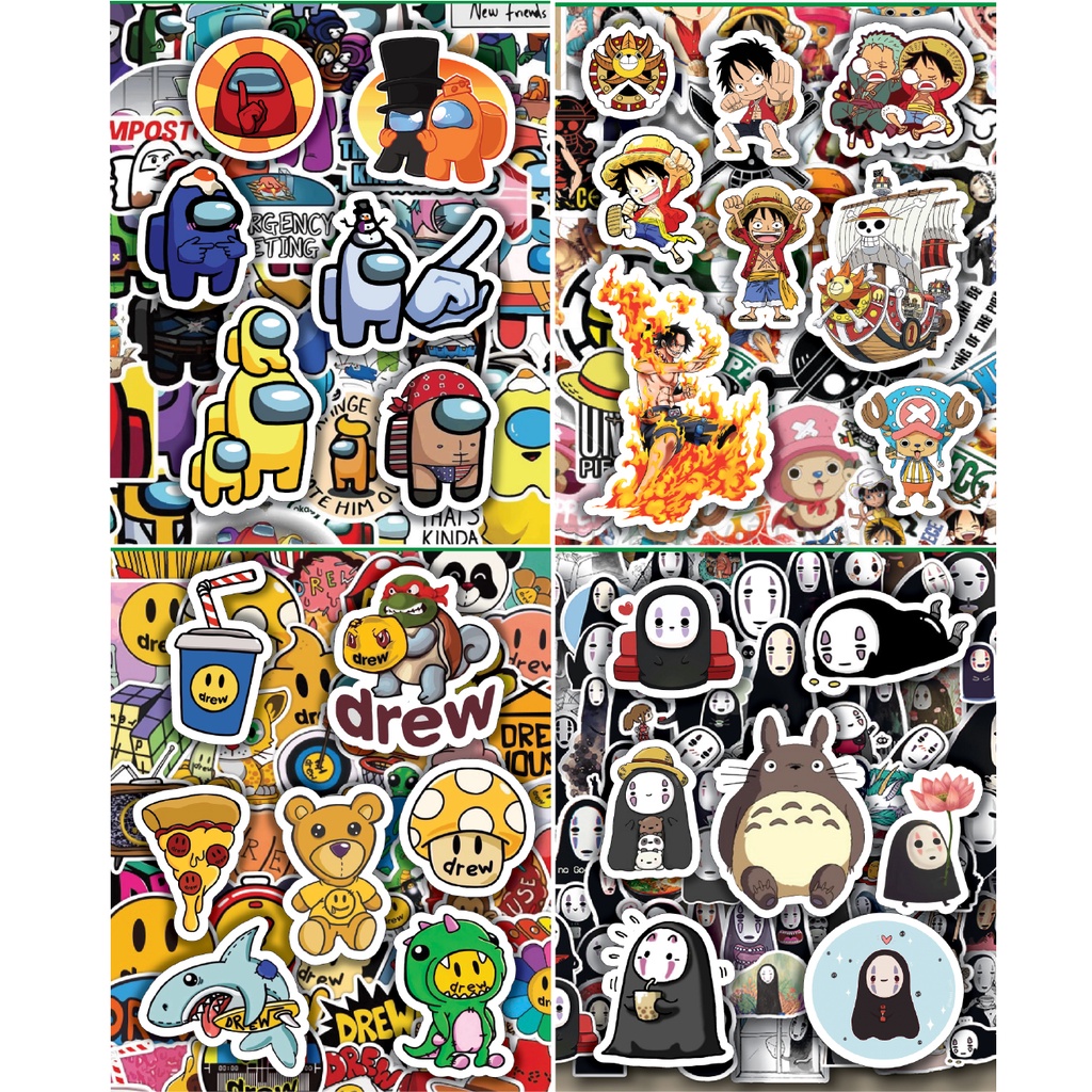 Sticker nhiều họa tiết chống nước sét 12 miếng, dán trang trí laptop, mũ bảo hiểm, vali, xe ga