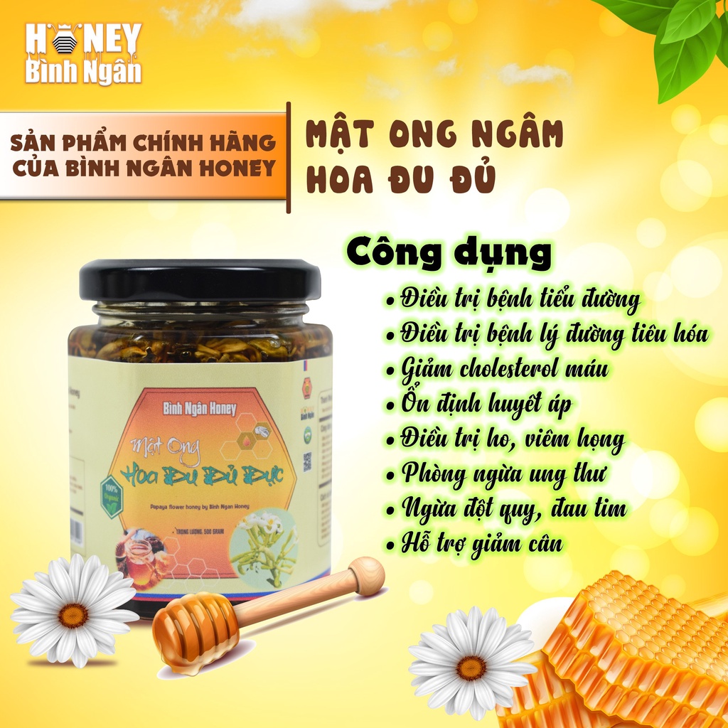 Hoa Đu Đủ Tươi Ngâm Mật Ong Hoa Cà Phê Bình Ngân Honey Hũ 240ml