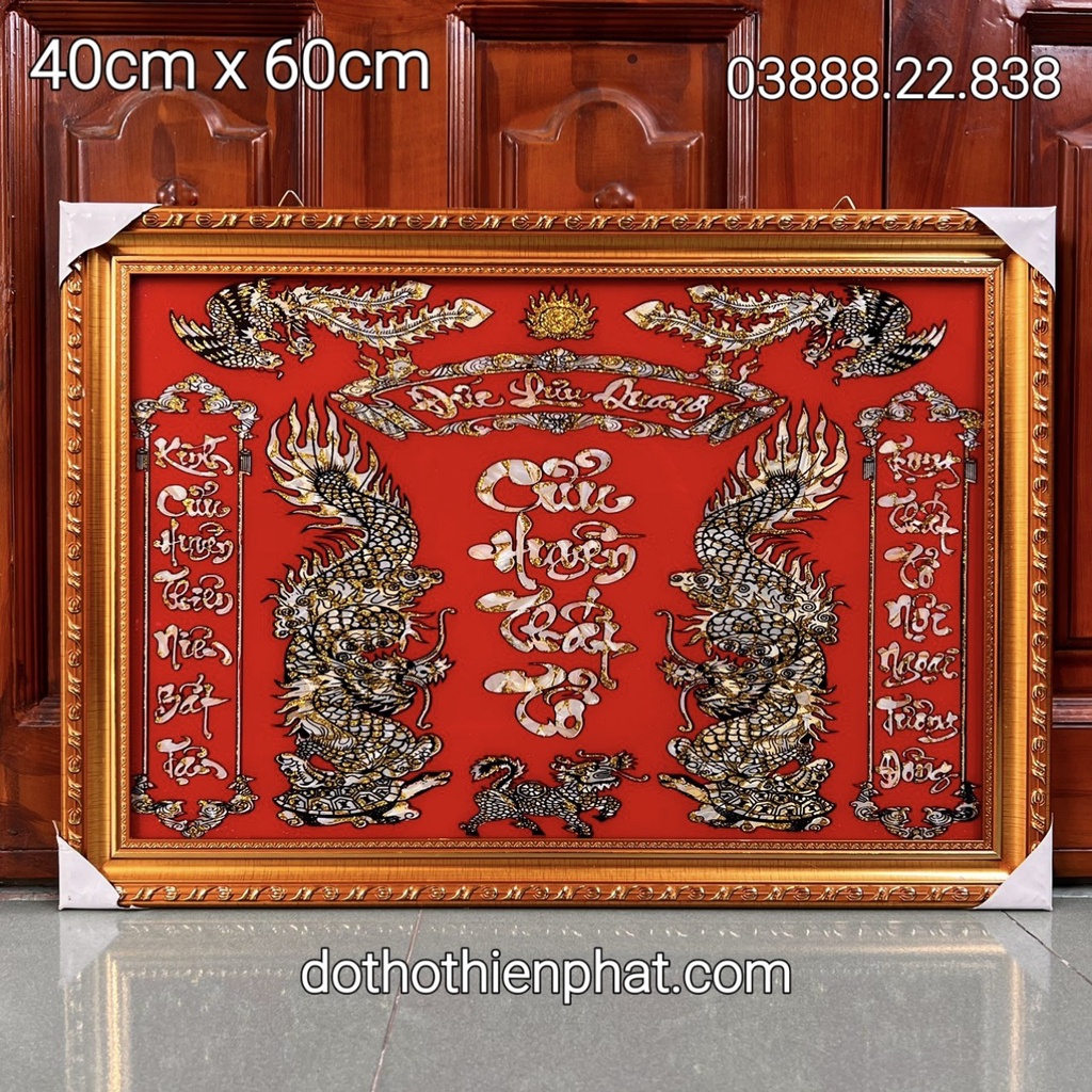 Bài vị Cửu huyền thất tổ cẩn hàng  khung gỗ Ngang 40×60