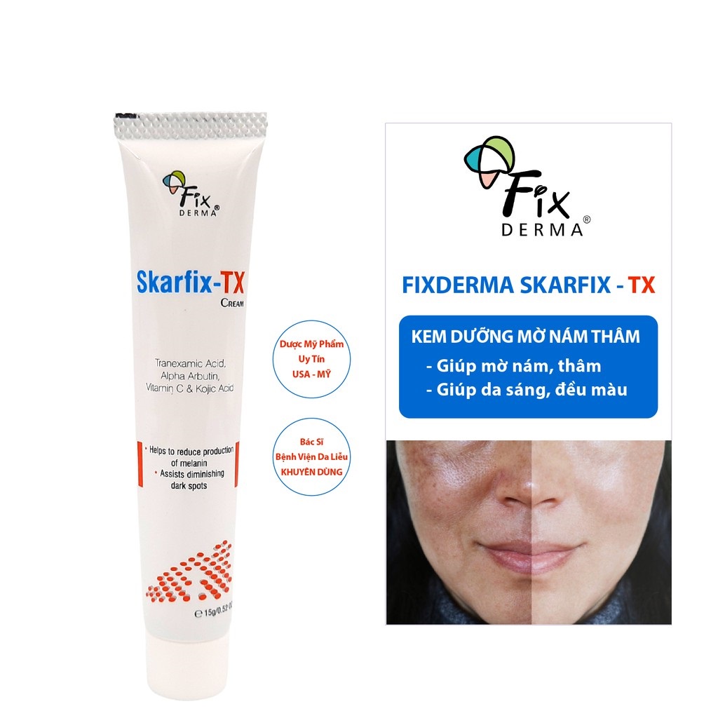 Fixderma Skarfix-Tx Cream 15G - Kem Giảm Thâm Mụn, Nám, Tàn Nhang, Đốm Đen