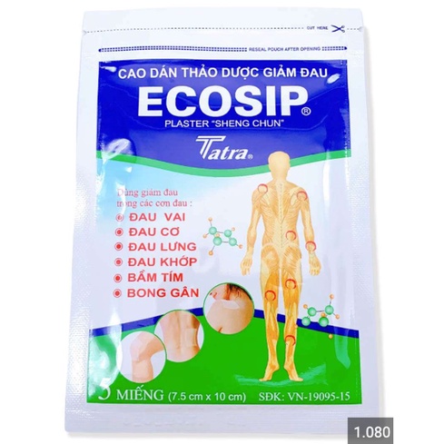(1 gói x 5 miếng )Cao Dán Thảo Dược Ecosip Nóng Tatra