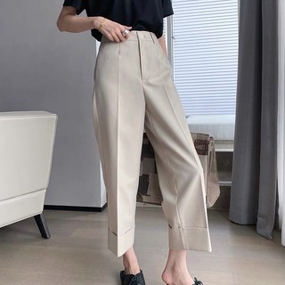 Quần kaki cạp cao ống suông xanh navy