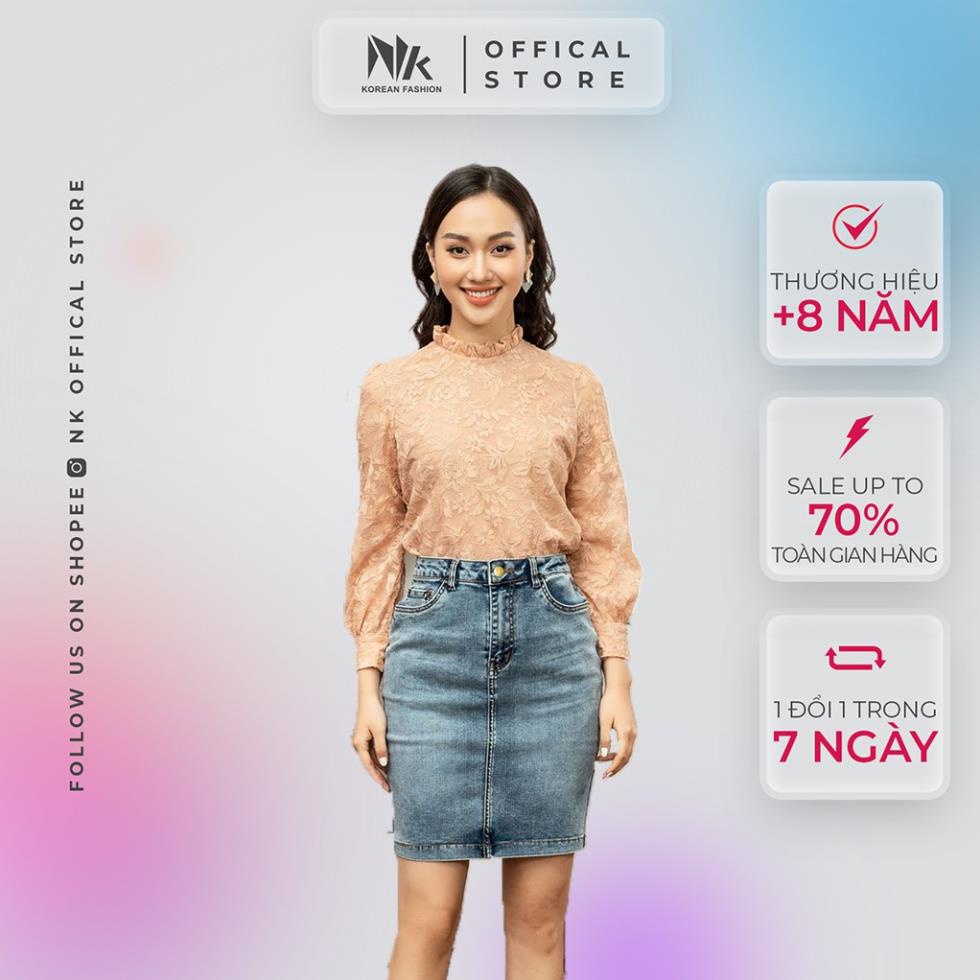 Áo Sơ Mi Nữ Công Sở NK FASHION Ren Bèo Cổ, Dài Tay, Vải Cao Cấp Hàn, Mát Mẻ, Co Giãn Nhẹ .