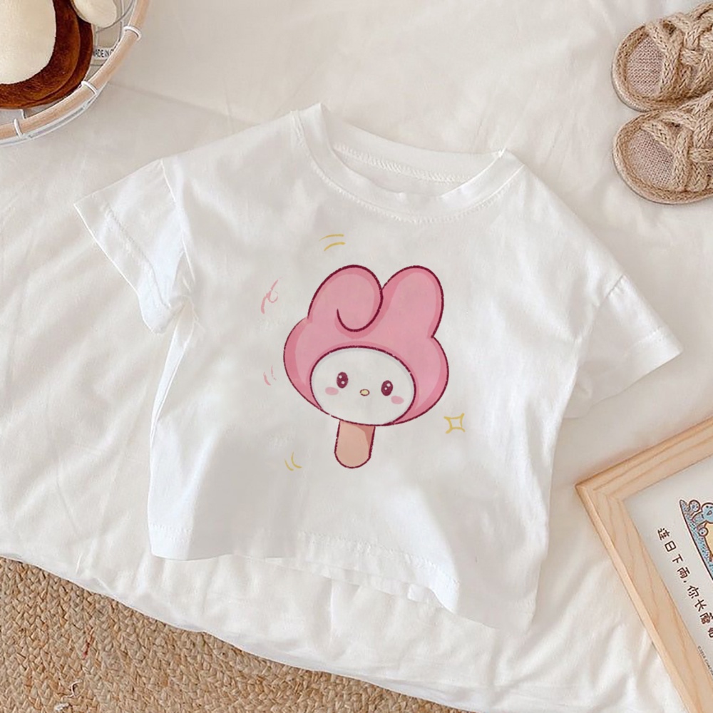 Áo Thun Trắng In Hình Mèo kitty Dễ Thương Cho Bé Gái