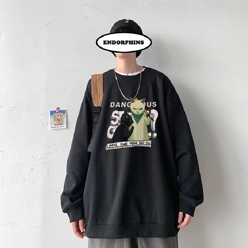 Áo sweater Tay Dài Cổ Tròn In Họa Tiết Hoạt Hình Phong Cách Hàn Quốc Thời Trang Cho Nam size M-8XL