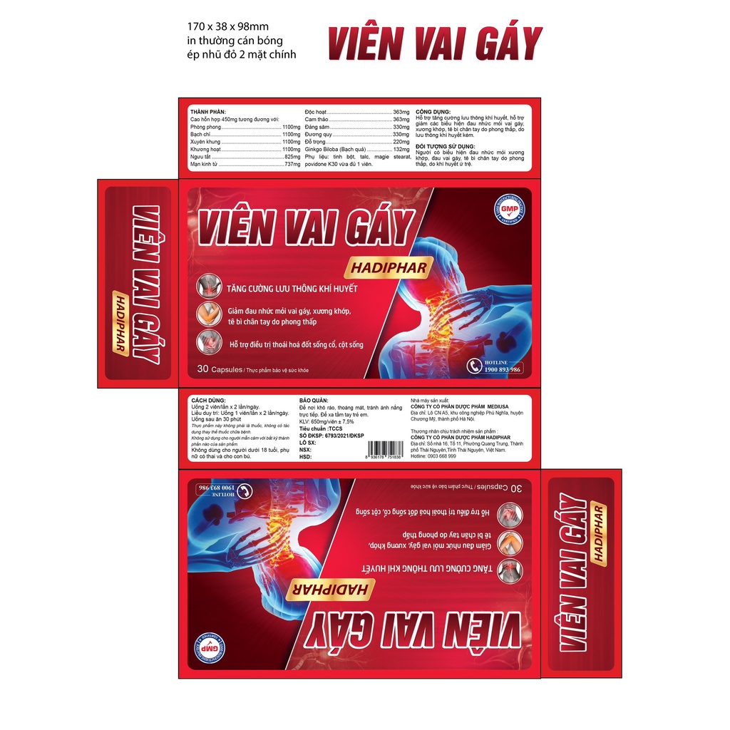 Viên uống Viên Vai Gáy giảm đau nhức vai gáy, xương khớp, tê bì chân tay