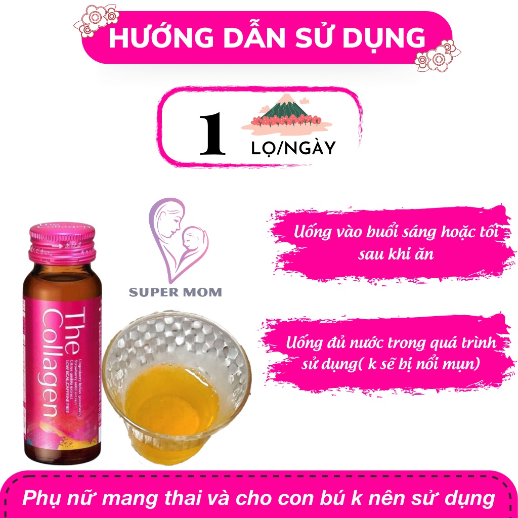 Nước uống The Collagen Shiseido Nhật Bản hộp 10 chai hỗ trợ sáng da, giảm lão hoá