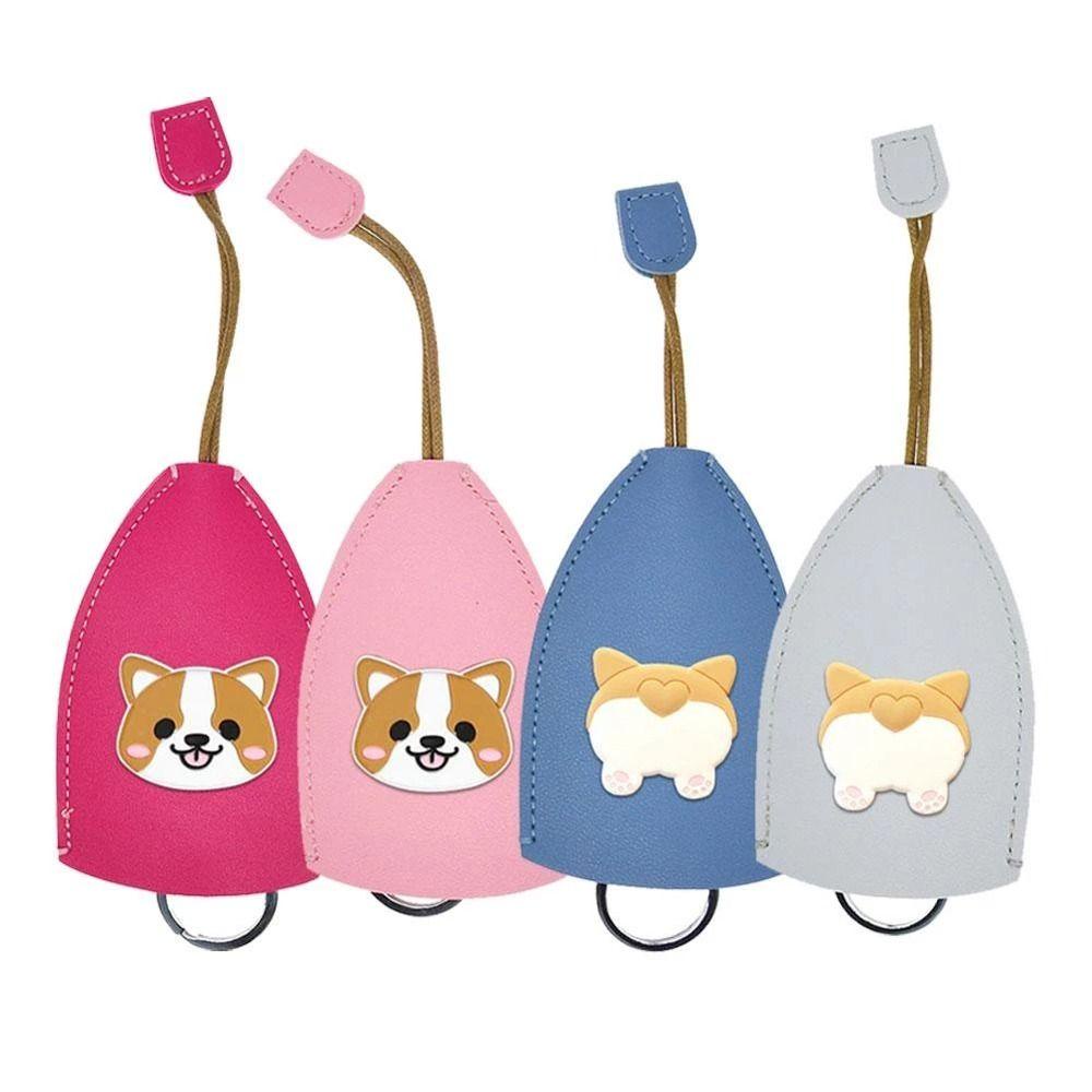 Túi Đựng Chìa Khóa Xe Hơi Bằng Da PU Hình Chú Chó Hoạt Hình Dễ Thương Sáng Tạo Dành Cho Bạn Nữ / Trẻ Em Giá Đỡ