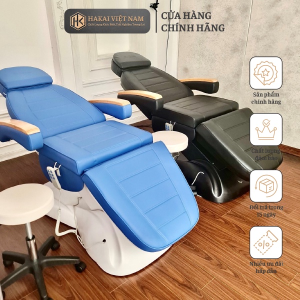 Giường tiêm filler chỉnh điện chính hãng Hakai Việt Nam Dòng cao cấp Có logo dập chim trên da cam kết chất lượng
