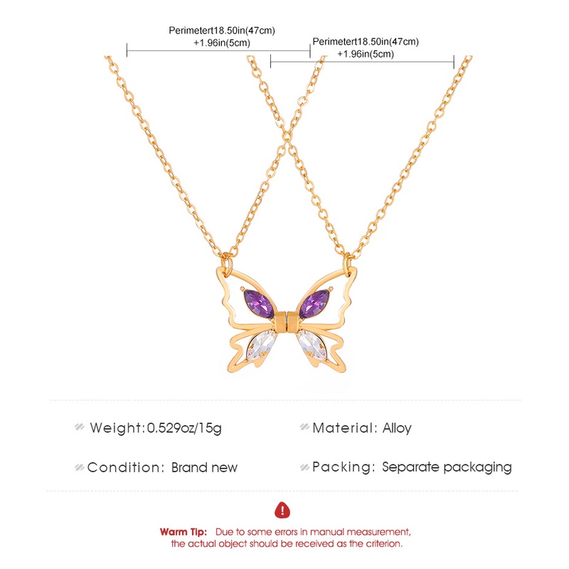 Vòng cổ Cặp Nam Châm Mặt Bướm Rỗng Đính Đá Zircon Thời Trang