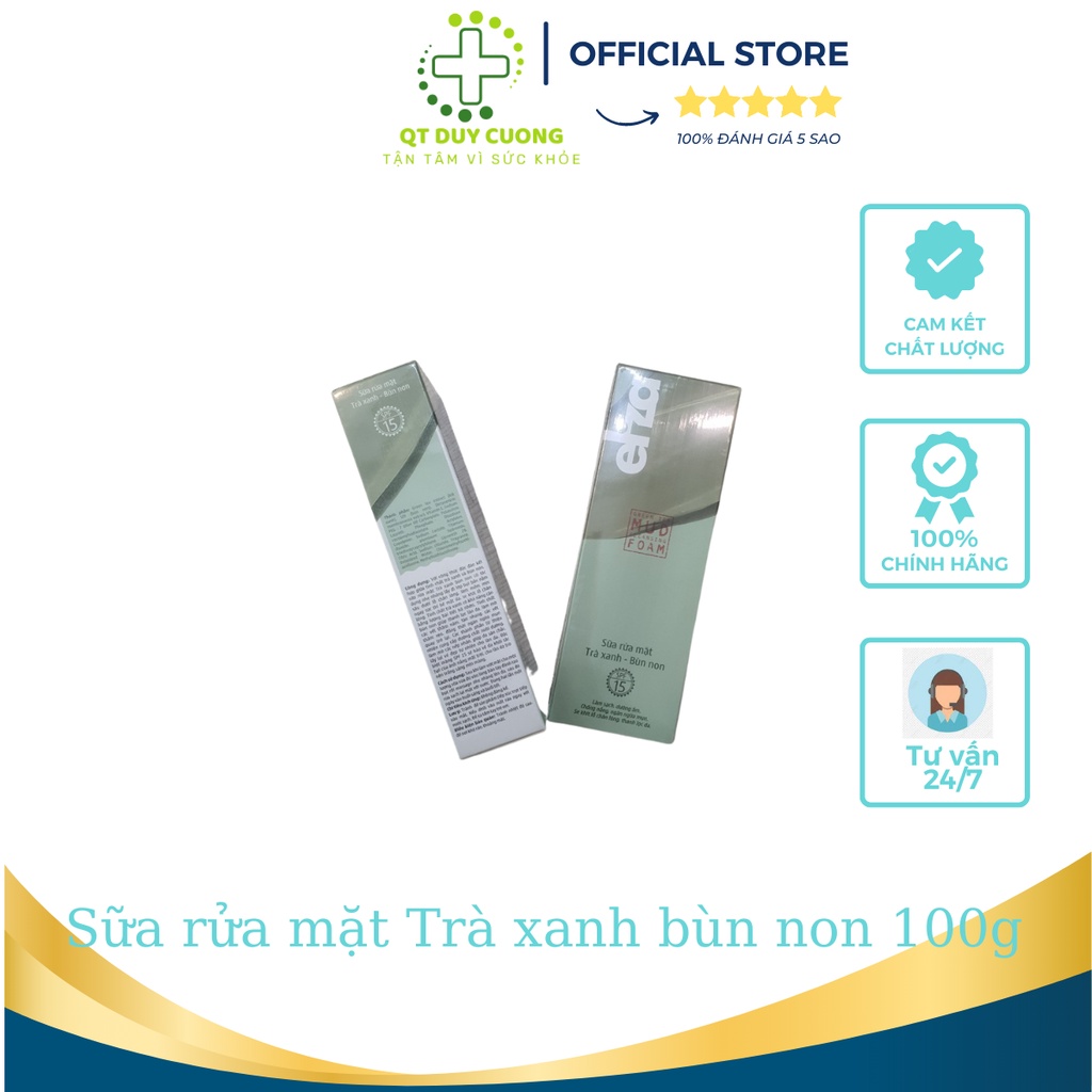 Sữa rửa mặt trà xanh bùn non sạch da, mờ nám, se khít lỗ chân lông, giúp da săn chắc trắng sáng mịn màng 100G