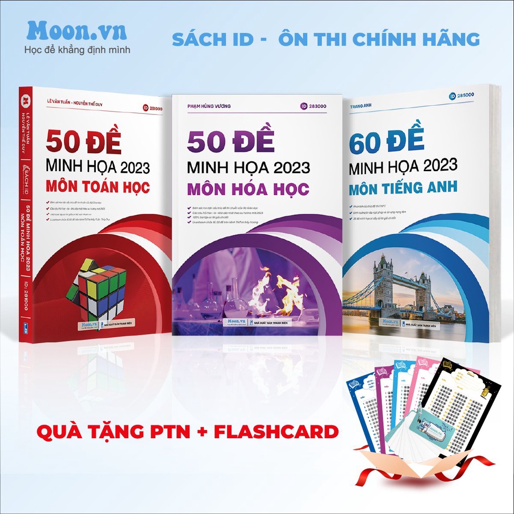 Combo 03 sách bộ đề minh họa ôn thi THPT QG 2023 khối D07: Toán, Hóa, Anh | SachID