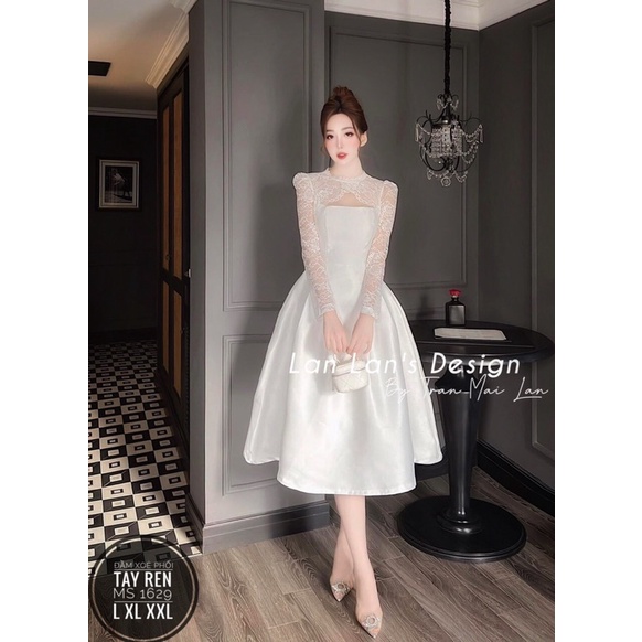 ĐẦM XOÈ TAY DÀI PHỐI LƯỚI BIGSIZE 1629