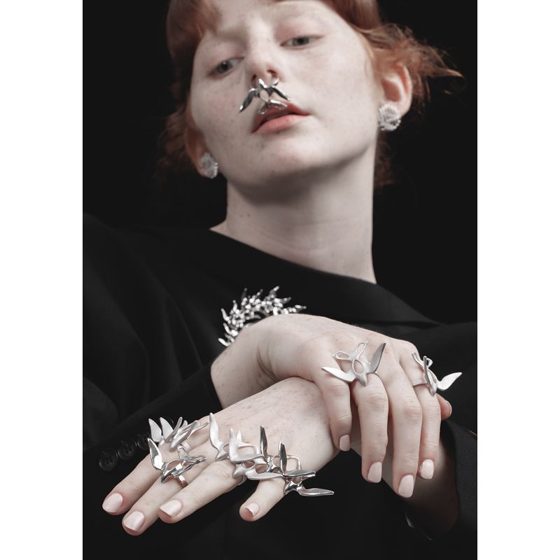 Nhẫn Hở Hình Chim Én Chim Dễ Điều Chỉnh Thiết Kế Độc Đáo Phong Cách Niche Star