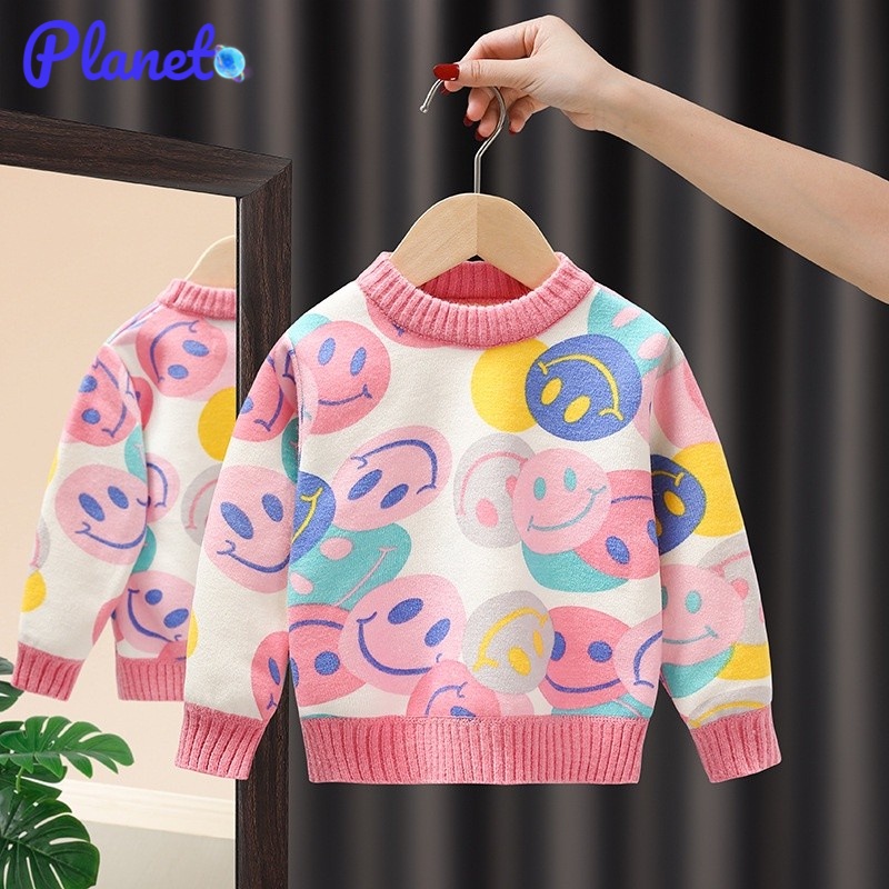 Planet Áo sweater Dệt Kim Phong Cách Phương Tây Thời Trang Mùa Đông Cho Bé Gái