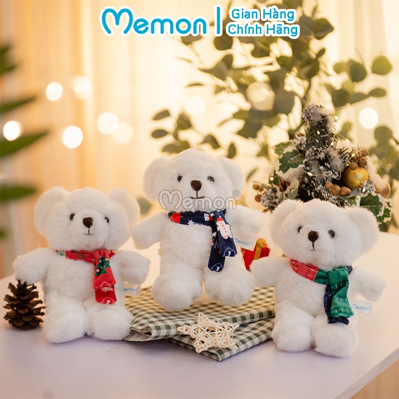 Gấu Bông Teddy Trắng Quàng Khăn Giáng Sinh Cao Cấp Memon