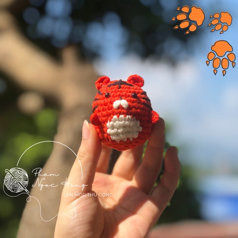 Móc khoá hổ, hổ len, len móc thủ công