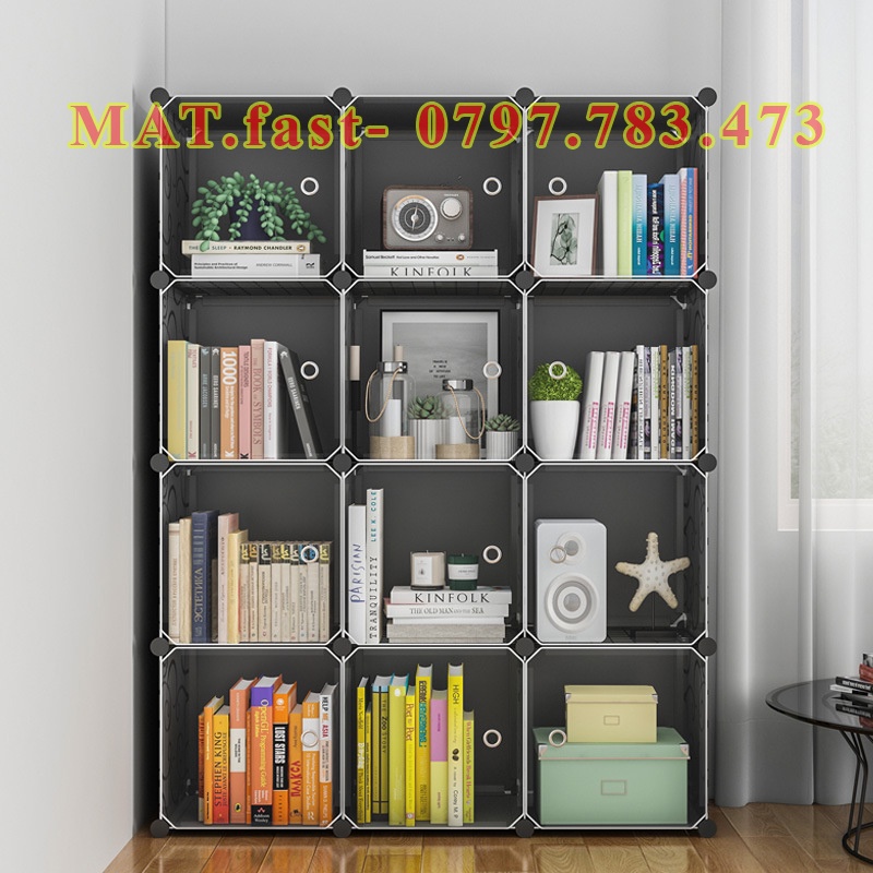 TỦ NHỰA LẮP GHÉP 12 Ô ĐỰNG SÁCH VỞ TÚI XÁCH VẬT DỤNG