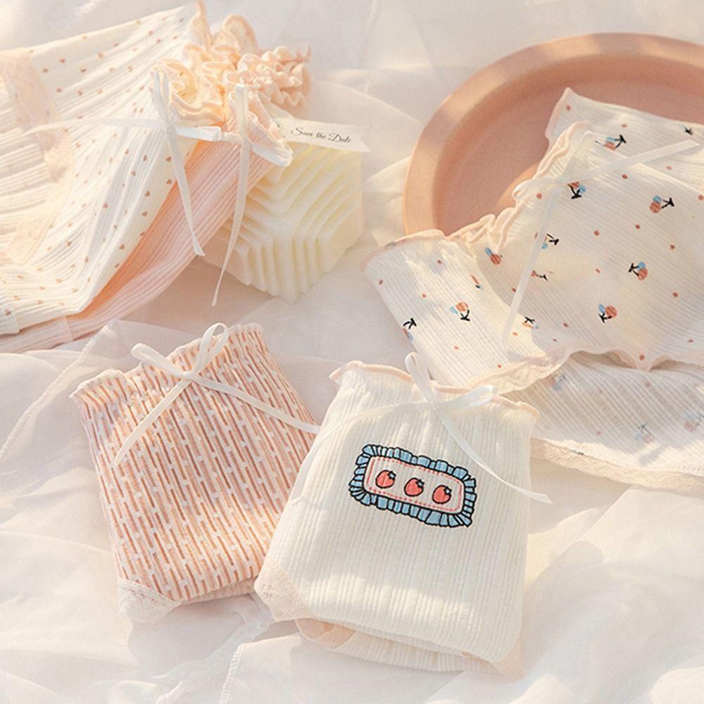 BACK2LIFE Quần Lót Lưng Vừa Hình Trái Tim Phối Nơ Quyến Rũ Cho Nữ