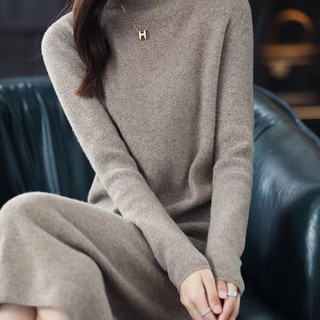 Đầm Len Dài Qua Gối Cổ Cao Thời Trang Nữ Tính