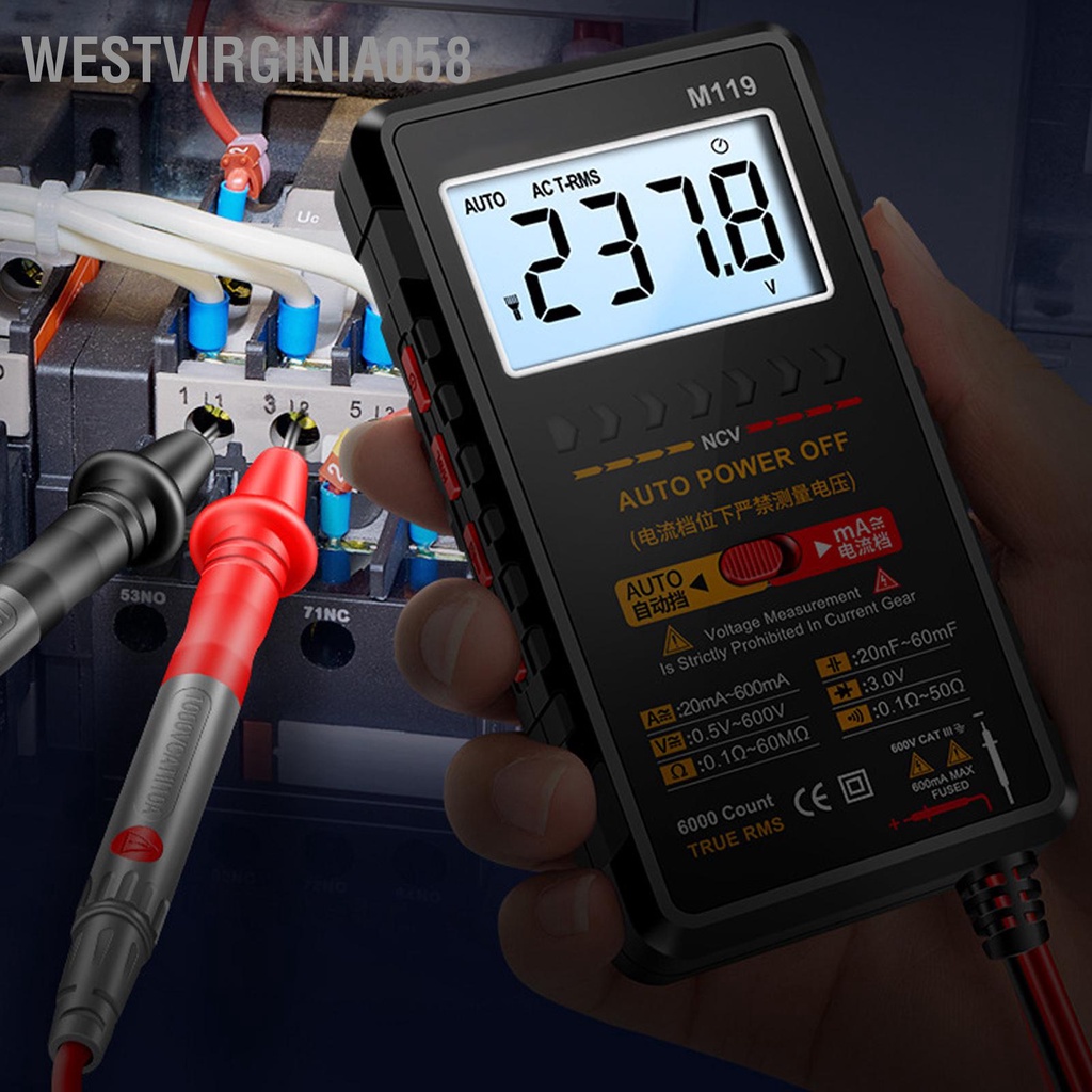 Handheld Digital Multimeter Automatic Range Non Contact Voltage Current Resistance Test Meter