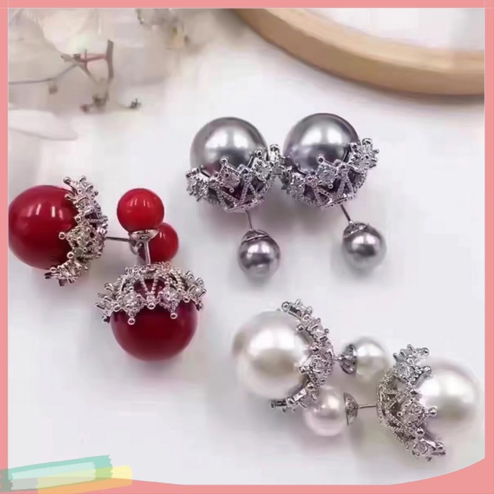 Đôi khuyên tai hình hoa phối hạt ngọc trai giả thời trang cho nữ