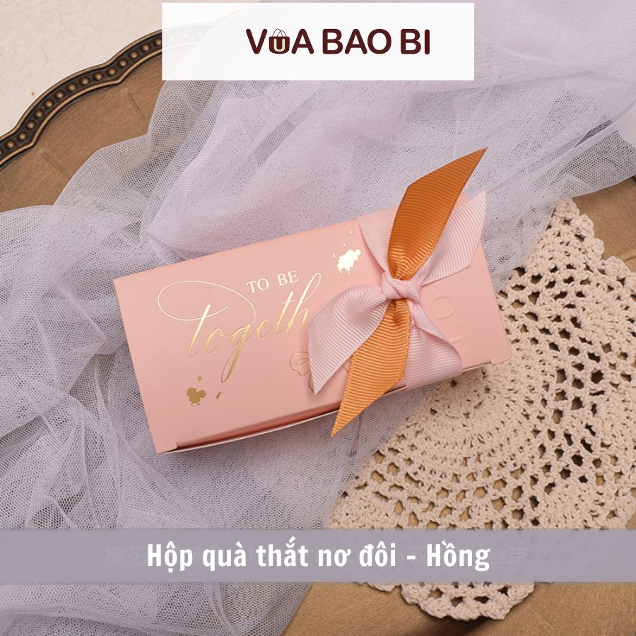 Hộp thắt nơ đôi sang trọng tặng quà quà sinh nhật, tốt nghiệp - hộp quà H18 hình chữ nhật sang trọng nơ 2 màu tặng 20/11