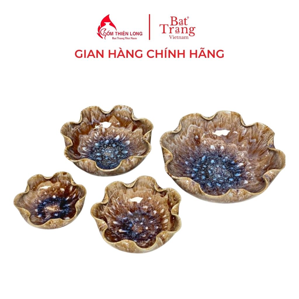 Bộ bát nước Minh Đường Tụ Thủy màu hoàng thổ gốm sứ Bát Tràng chính hãng Gốm Thiên Long 236008