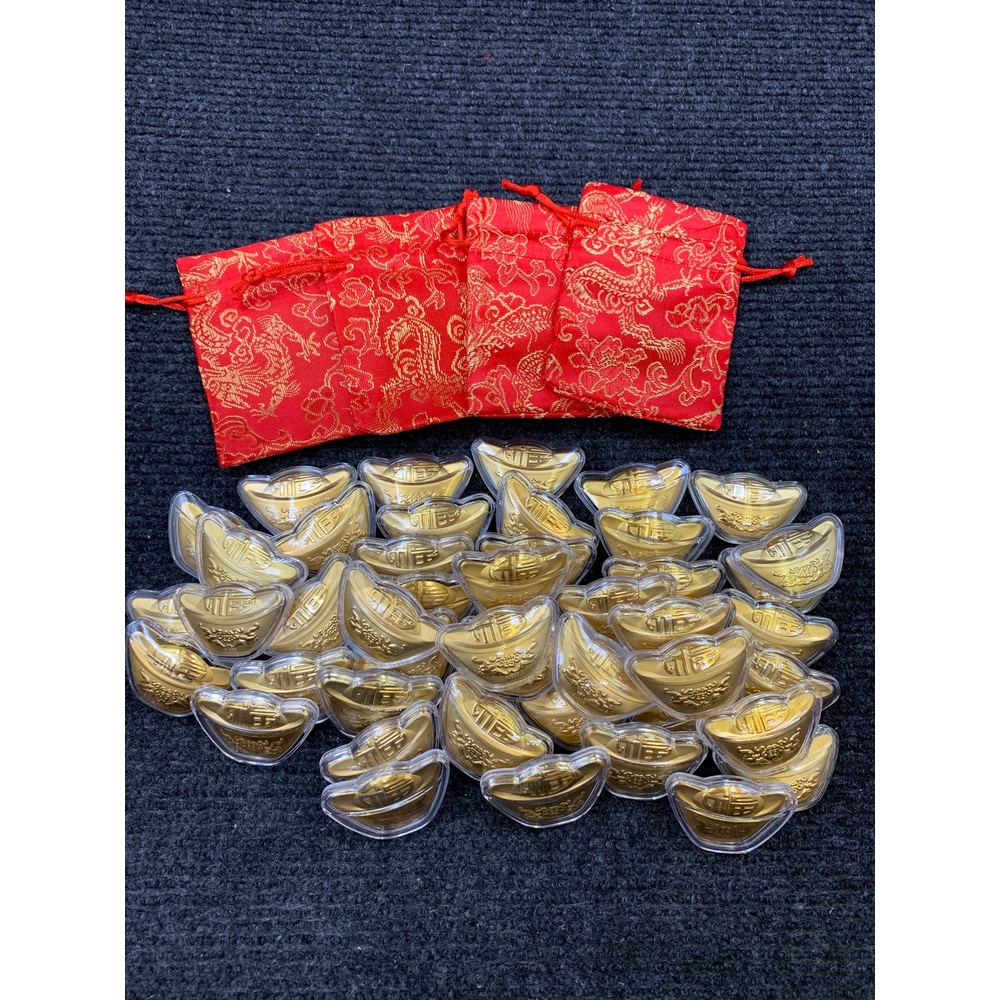 Combo 10 Thỏi Vàng Thần Tài Kim Nguyên Bảo Kèm Túi Phúc - Lộc May mắn