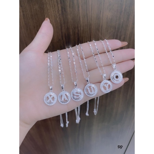 Dây chuyền nữ bạc Bibi silver mặt chữ cái đính đá sang chảnh