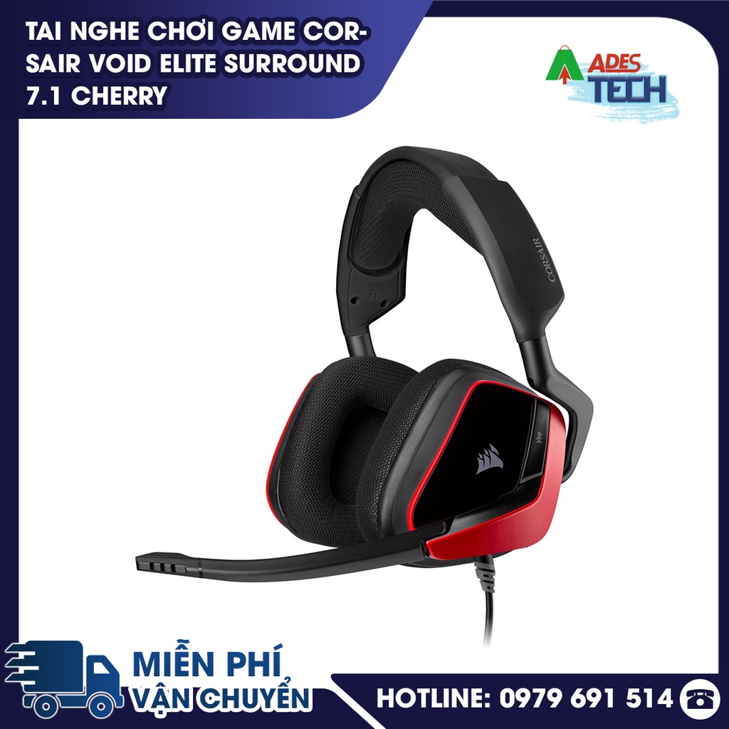 ✔️Tai nghe gaming CORSAIR VOID ELITE Surround 7.1 Carbon / Cherry -Khung kim loại✔️Bảo hành 24 tháng