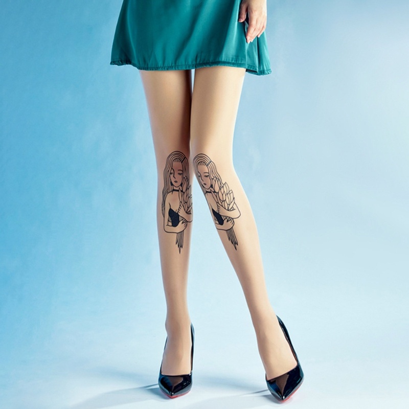 Xiangbao Quần Tất Lưới In Họa Tiết Hoa Quyến Rũ Ôm Dáng Cho Nữ