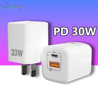 Củ sạc nhanh 33w 2 cổng sạc typec và usb công nghệ sạc nhanh pd 3.0 và qc 3.0 sạc đầy 60% sau 30 phút chính hãng/3c07