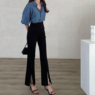 Quần tây ống loe , quần loe xẻ gấu