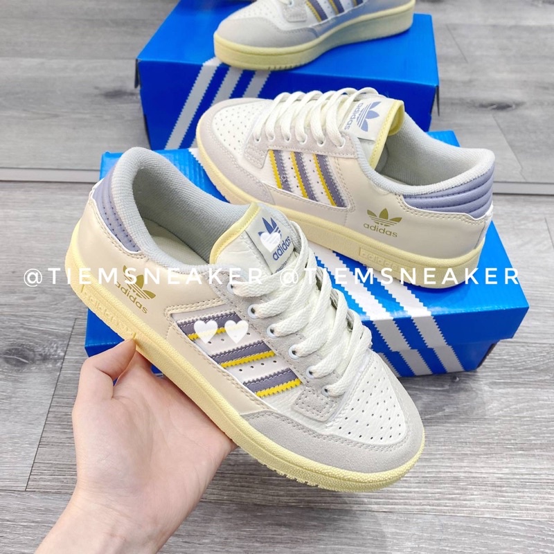 Giày thể thao nam nữ adidas Forum low 85 , Das forum sọc tím đế vàng mới nhất 2022 full box