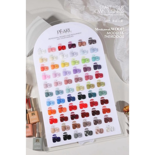Set sơn gel Pearl chính hãng 66 màu - Set sơn gel mix màu thạch, nhũ sang chảnh tặng kèm bảng màu mica và cặp base top