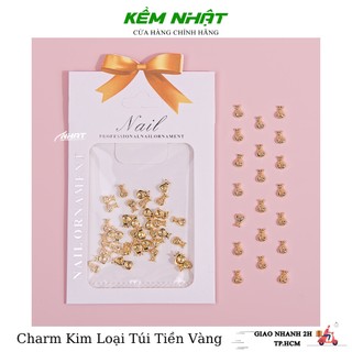 Set charm kim loại túi tiền vàng - charm tết 2023