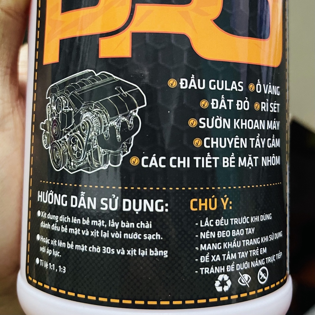 COMBO Dung dịch tẩy rửa nhôm, inox Motorbike Cleaner Pro 850ml - chuyên tẩy lốc máy, đầu bò,...CHÍNH HÃNG