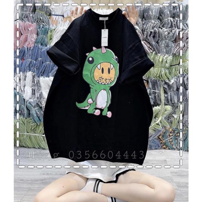 Áo Thun 3158 Cotton Khô Form Rộng Unisex Nam Nữ In Hình Khủng Long