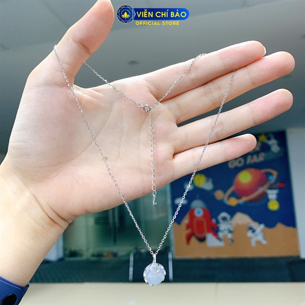 Dây chuyền bạc nữ chữ Phúc đá chất liệu bạc 925 thời trang phụ kiện trang sức Viễn Chí Bảo D000032