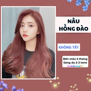 Thuốc Nhuộm Tóc Màu NÂU HỒNG ĐÀO - NÂU HỒNG TRÀ . Combo thuốc nhuộm tóc tại nhà tặng kèm Oxy