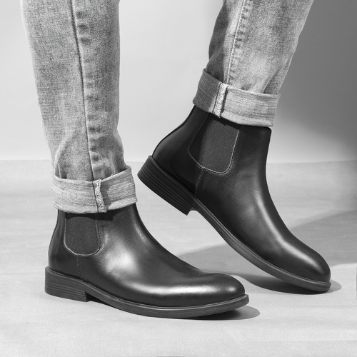 Giày Chelsea Boots Classic Da Quilon, Giày Bốt Nam Đế Cao Su Đúc Đế Khâu GZ-MC05