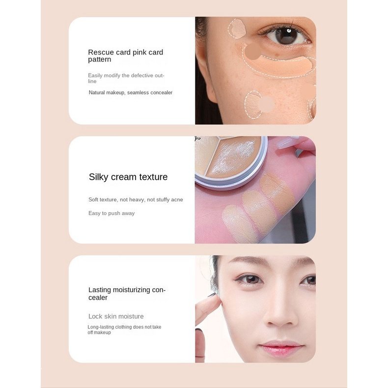 Bảng Kem Che Khuyết Điểm 3 Màu Che Phủ Quầng Thâm Mắt Và Mặt Chuyên Nghiệp