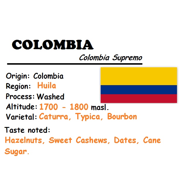 HẠT - 2 TÚI 250 GRAM  - HẠT CÀ PHÊ ARABICA COLOMBIA SUPREMO RANG MỘC 100% - PHA MÁY/PHA DRIP/COLD BREW.