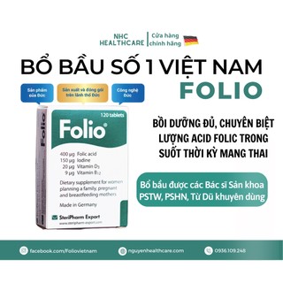 [HÀNG CÔNG TY NHẬP ĐỨC] Combo 2 hộp bổ bầu Folio bổ sung acid folic hộp 30v nhập khẩu từ Đức