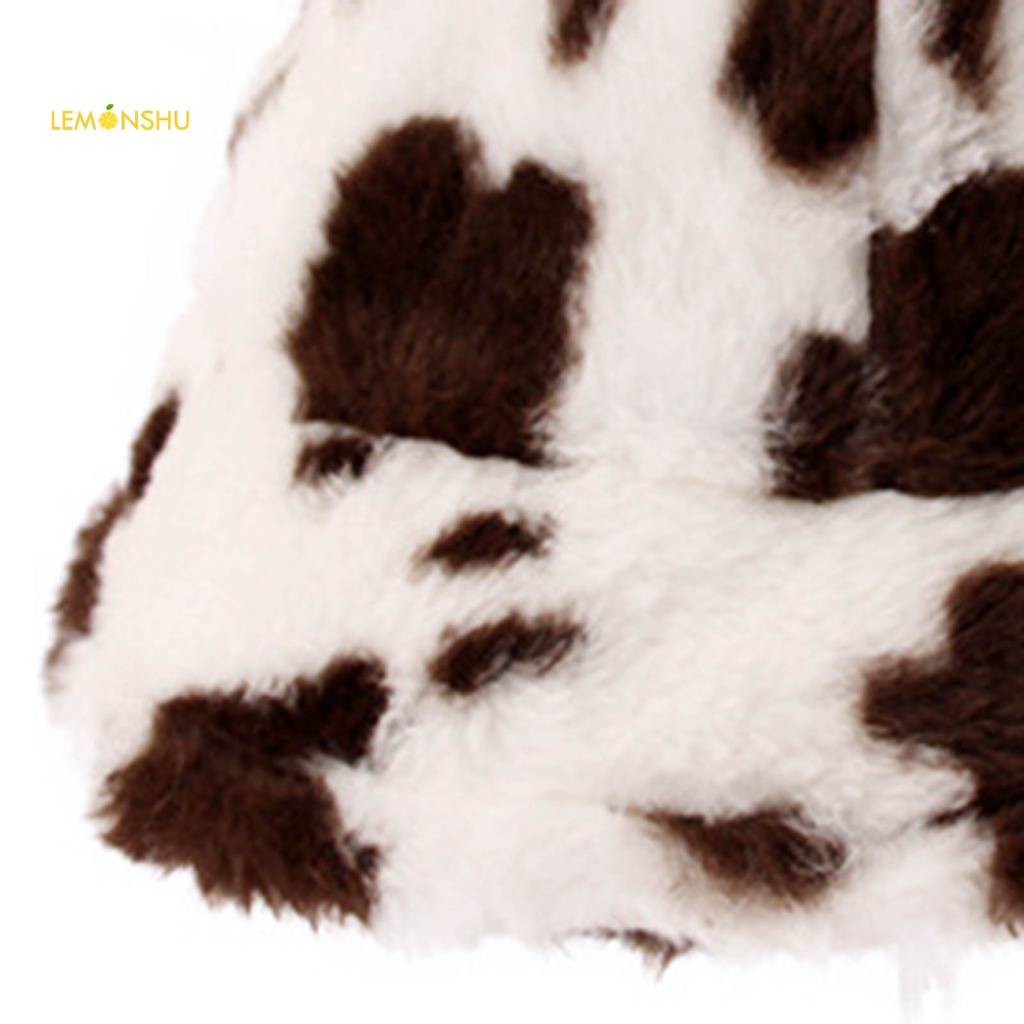 Nón Tai Bèo Phủ Lông Giữ Ấm Họa Tiết Bò Sữa Thời Trang Unisex