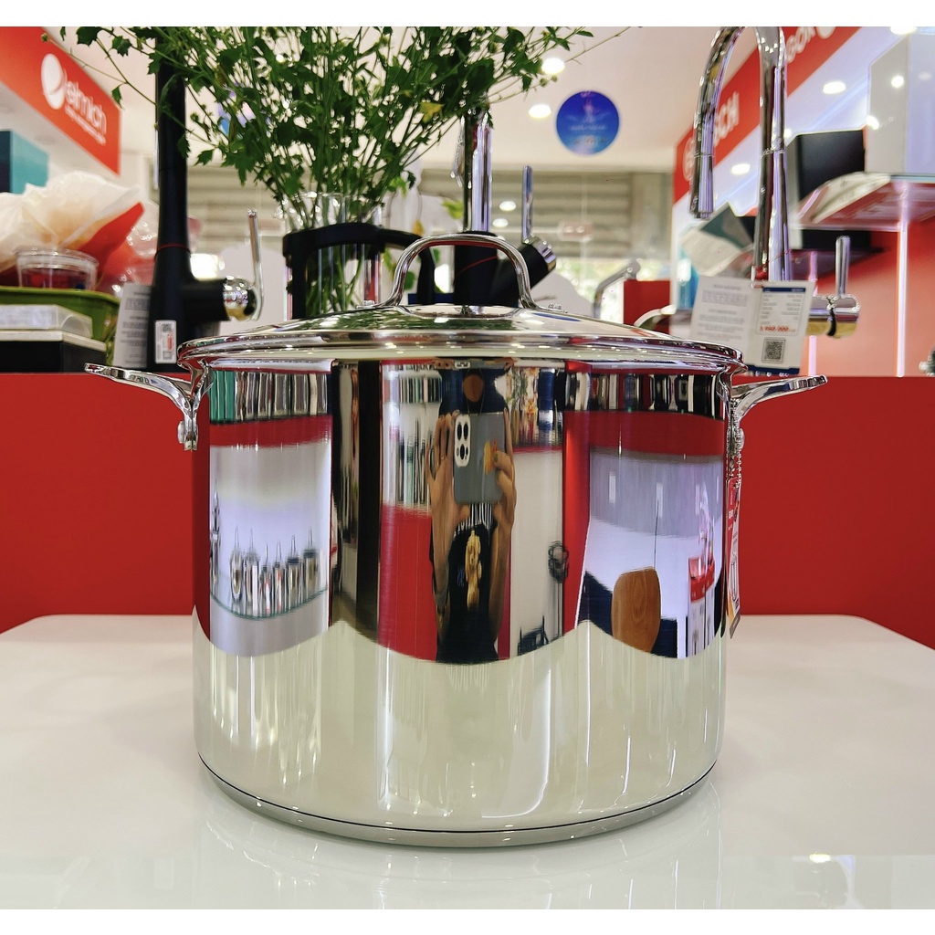 Nồi luộc gà inox Kalpen KP 3328 28cm  , 5 lớp đáy dùng từ BH 5 năm